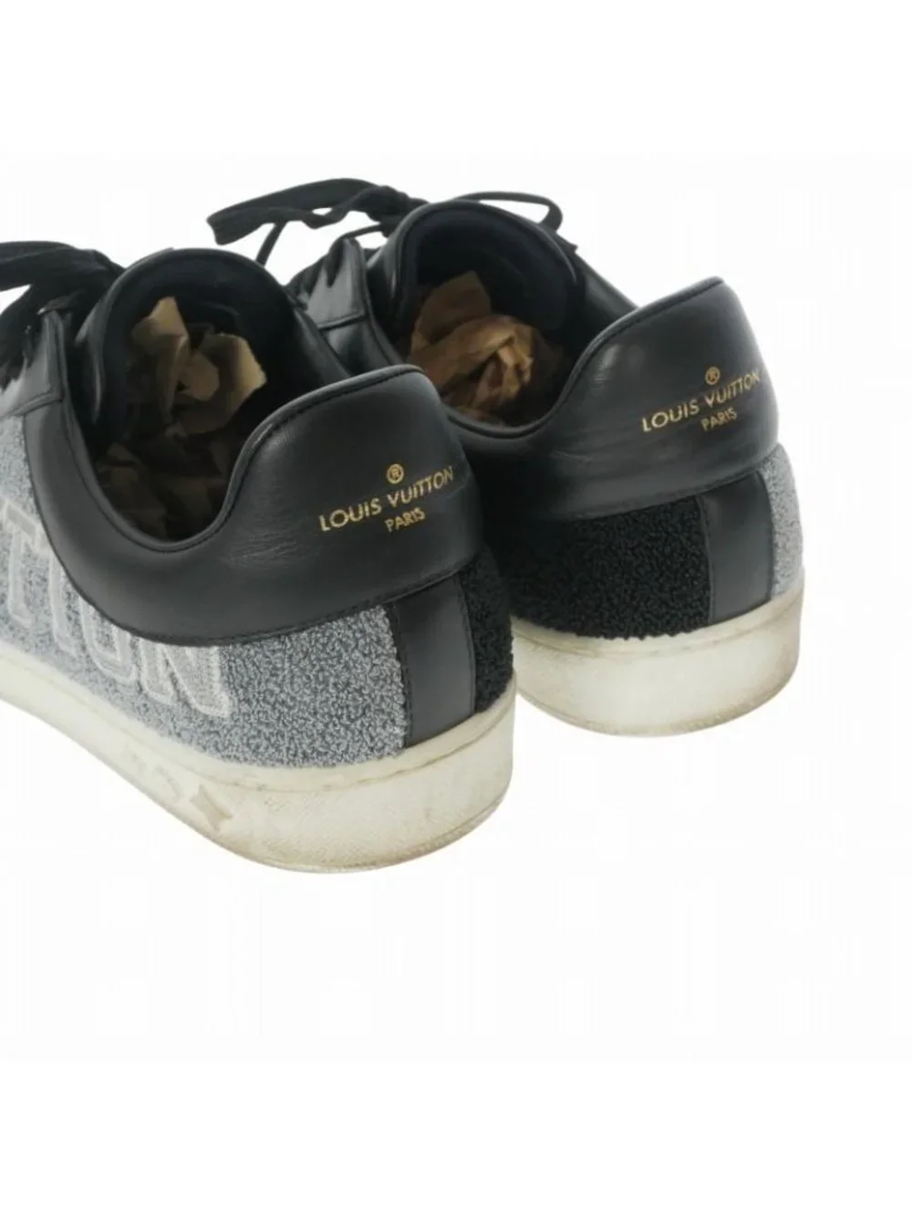 Louis Vuitton Luxembourg Line Leather Pile Sneakers 7 Black Gray